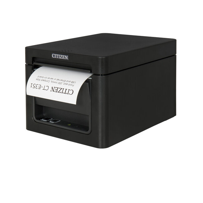 Citizen printers bonprinter , uitgang voorzijde, direct thermisch, 8 dots/mm (203 dpi), mediabreedte (max): 80 mm, printbreedte (max.): 76 mm, diameter rol (max.): 83mm, snelheid(max): 250 mm/sec., USB, Ethernet, ESC/POS, incl.: voeding, netsnoer (EU), apart bestellen, in