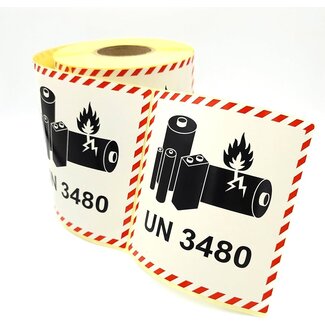 Euro-Label  UN 3480 Etiketten Lithium Batteries 100x100 mm - 1000 stuks