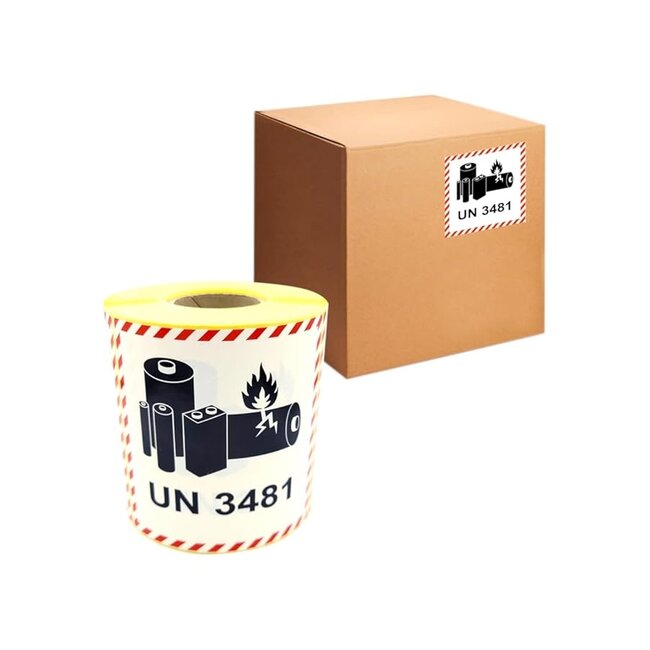 Euro-Label  UN 3481 Etiket Lithium Batteries 100x100 mm - 1000 stuks