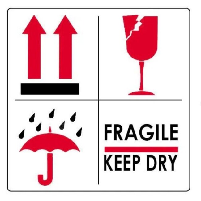 Euro-Label  Fragile/This Side Up/Keep Dry Sticker - 100x110 mm – 500 stuks