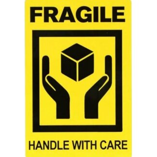 Euro-Label  Fragile Sticker Geel/Zwart
