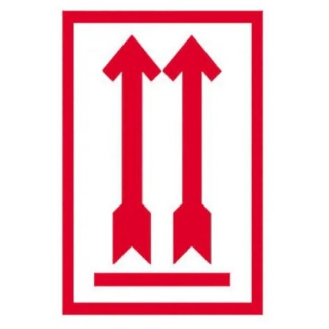 Euro-Label  This Side Up Sticker Rood/Wit 80x100 mm – 500 Stickers per Rol