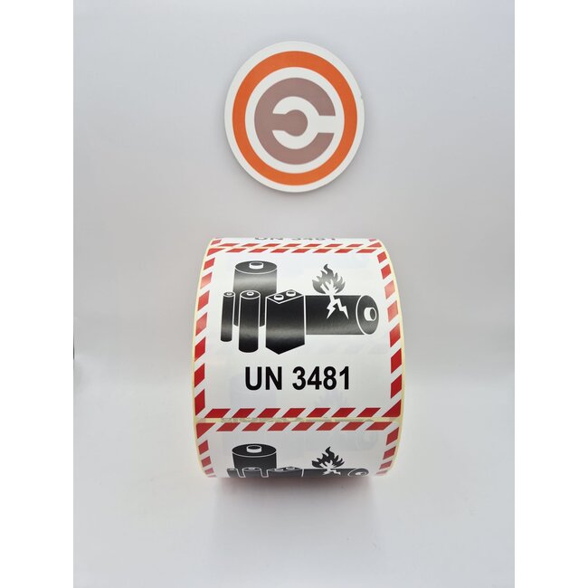 Euro-Label  UN 3481 Etiket Lithium Batteries 100x100 mm - 1000 stuks