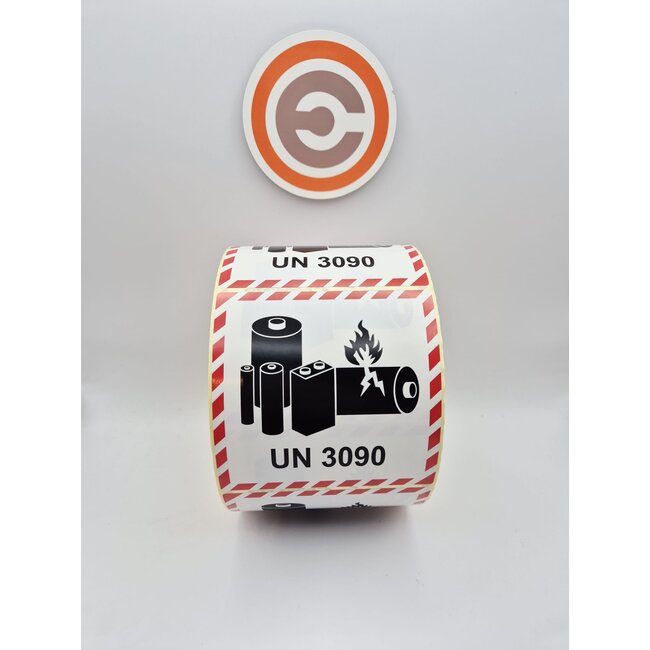 Euro-Label  UN 3090 Etiket Lithium Batteries 100x100 mm - 1.000 stuks