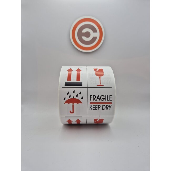 Euro-Label  Fragile/This Side Up/Keep Dry Sticker - 100x110 mm – 500 stuks