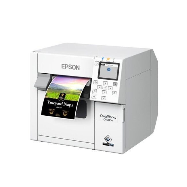 Epson ColorWorks C4000 | Incl. USB Kabel - Voeding - Netsnoer - Ink Cartridge - QSG | USB & Ethernet