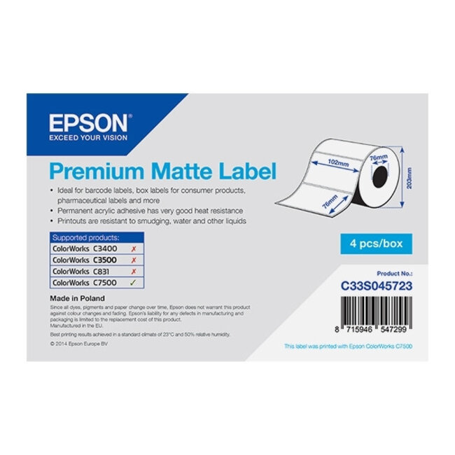 Epson Premium Matte Labels | 102 x 76 mm