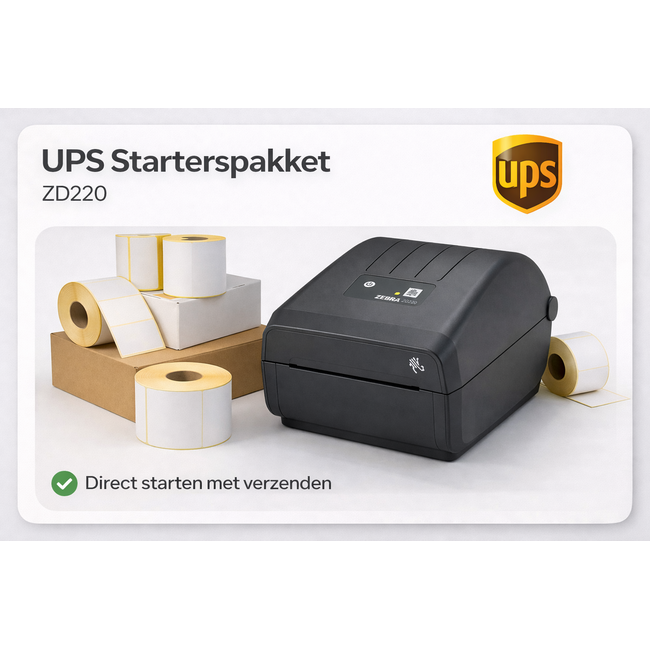 Zebra UPS Starterspakket | Zebra ZD220D Labelprinter + 1.200 verzendlabels