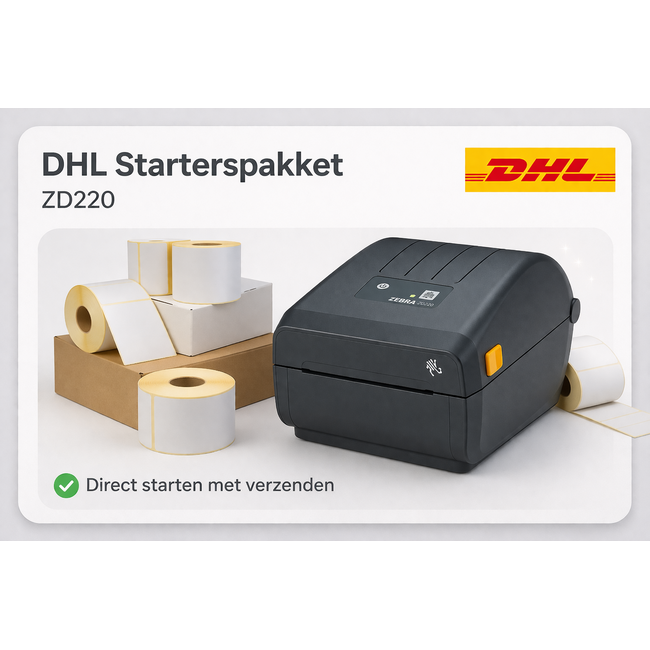 Zebra DHL Starterspakket | Zebra ZD220D Labelprinter + 1.200 DHL labels