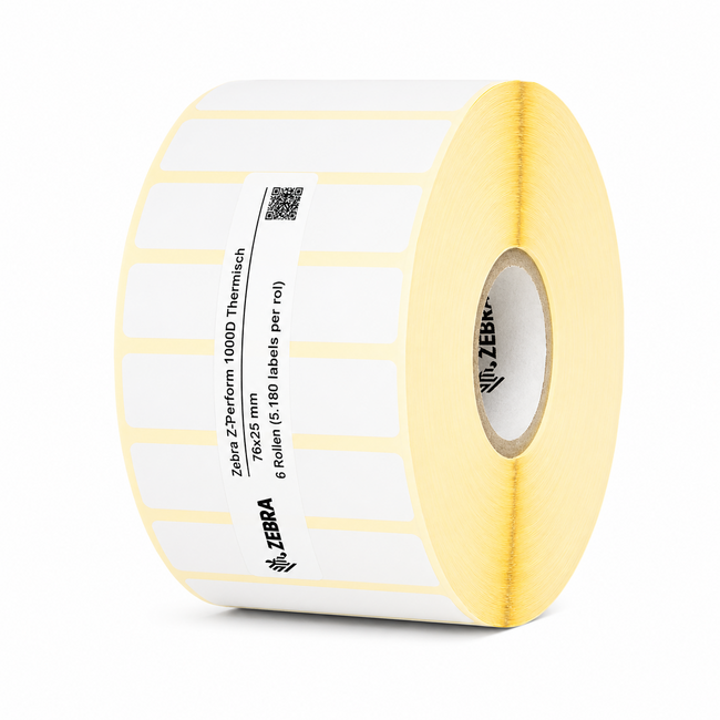 Zebra Z-Perform 1000D Thermisch | 76x25 mm | 6 Rollen (5.180 labels per rol)