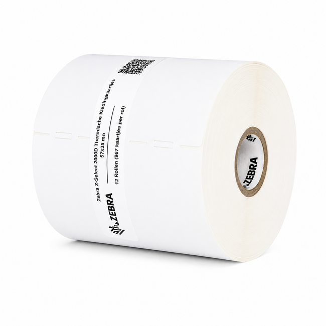Zebra Z-Select 2000D Thermische Kledingkaartjes | 57x35 mm | 12 Rollen (967 kaartjes per rol)