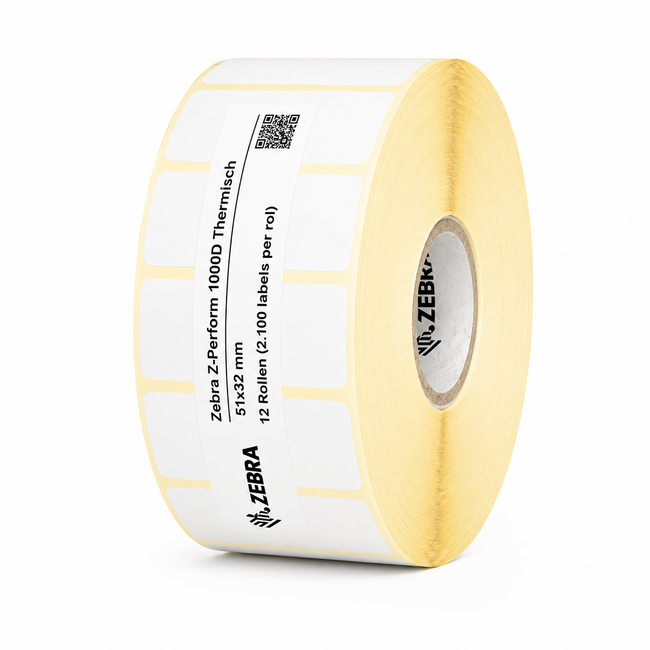 Zebra Z-Perform 1000D Thermisch | 51x32 mm | 12 Rollen (2.100 labels per rol)