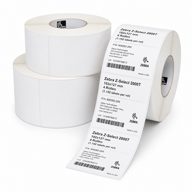 Zebra Z-Select 2000T | 102x127 mm | 4 Rollen (1.152 labels per rol)