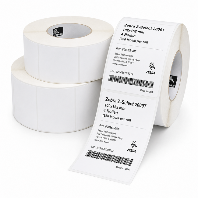 Zebra Z-Select 2000T | 102x152 mm | 4 Rollen (950 labels per rol)