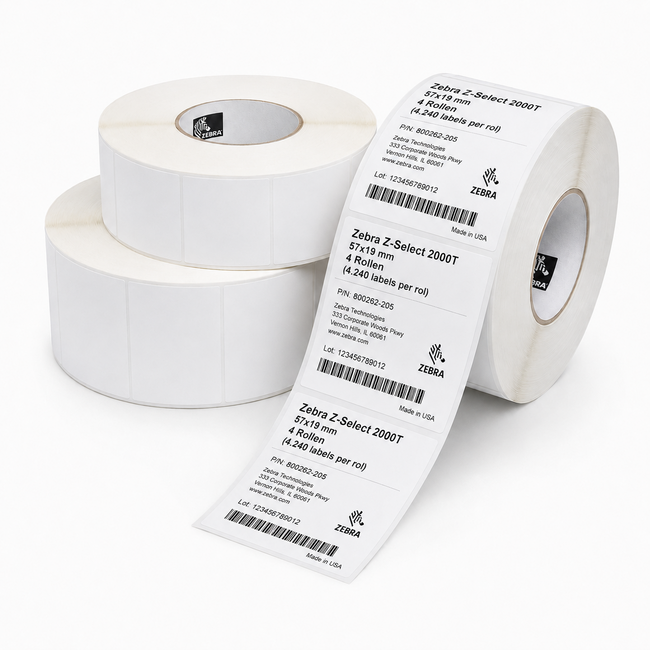 Zebra Z-Select 2000T | 57x19 mm | 4 Rollen (4.240 labels per rol)