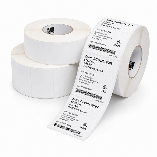 Zebra Z-Select 2000T | 57x32 mm | 4 Rollen (5.087 labels per rol)