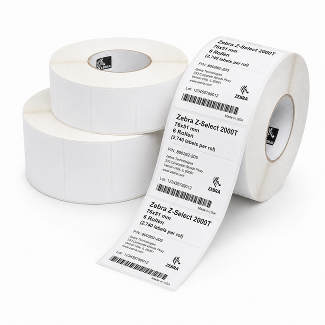 Zebra Z-Select 2000T | 76x51 mm | 6 Rollen (2.740 labels per rol)