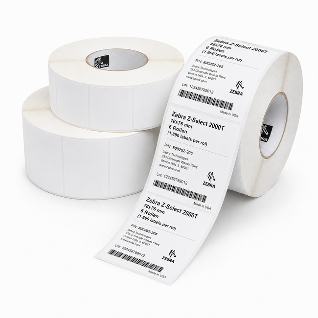 Zebra Z-Select 2000T | 76x76 mm | 6 Rollen (1.890 labels per rol)