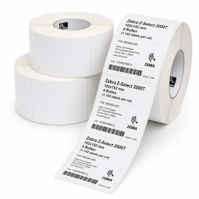 Zebra Z-Select 2000T | 102x152 mm | 4 Rollen (1.142 labels per rol)