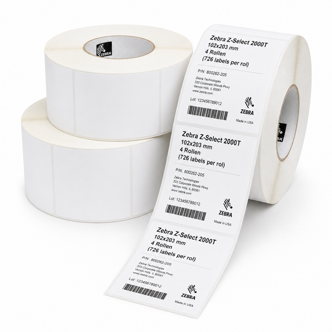 Zebra Z-Select 2000T | 102x203 mm | 4 Rollen (726 labels per rol)