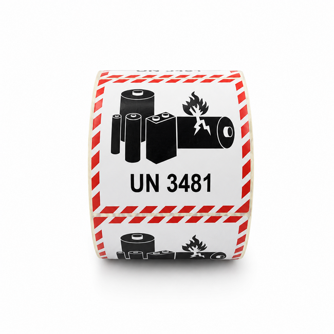 Euro-Label UN 3481 Etiket Lithium Batteries 100x100 mm - 1000 stuks