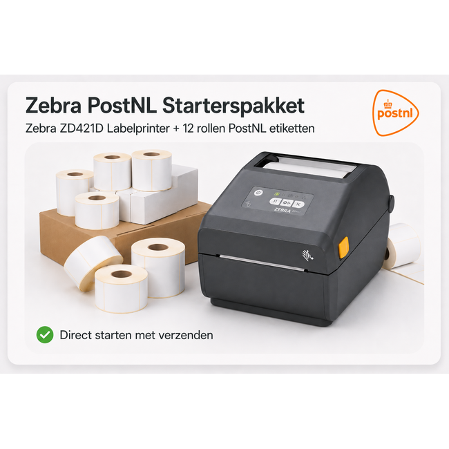 Zebra PostNL Starterspakket | Zebra ZD421D Labelprinter + 12 rollen PostNL etiketten