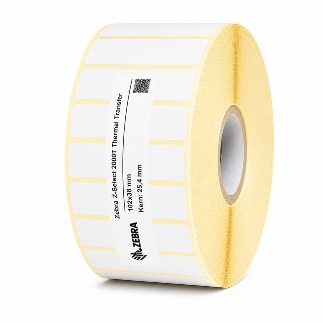 Zebra Z-Select 2000T Thermal Transfer | 102x38 mm | 12 Rollen (1.790 labels per rol)