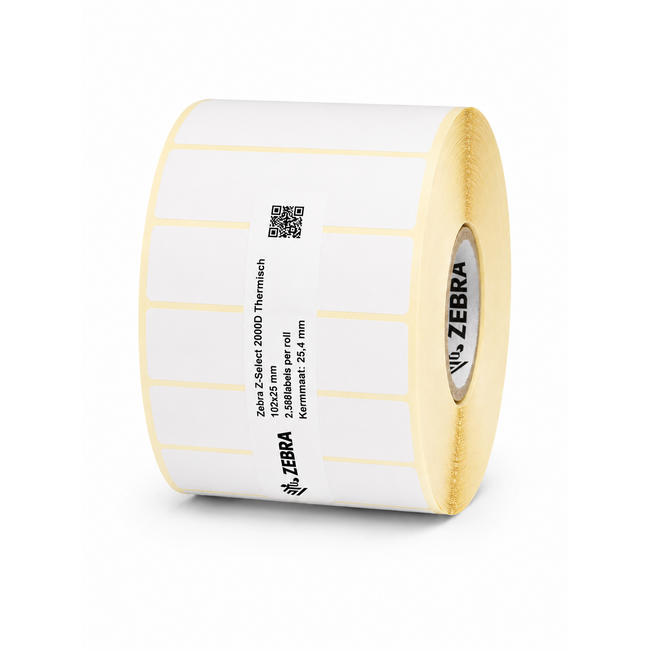 Zebra Z-Select 2000D | 102x25 mm | 12 Rollen (2.580 labels per rol)