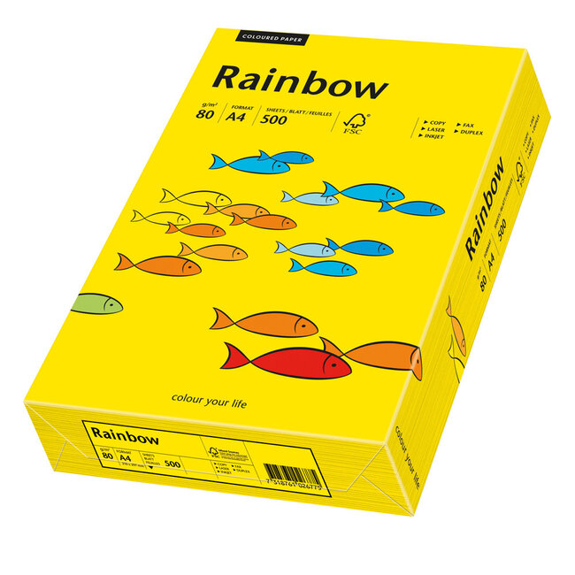 Euro-Label BV 1 pak Rainbow gekleurd papier, 500 vel, kleur diepgeel