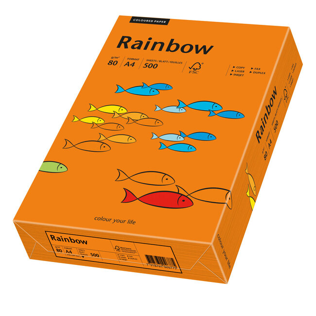 Euro-Label BV 1 pak Rainbow gekleurd papier, 500 vel, kleur dieporanje