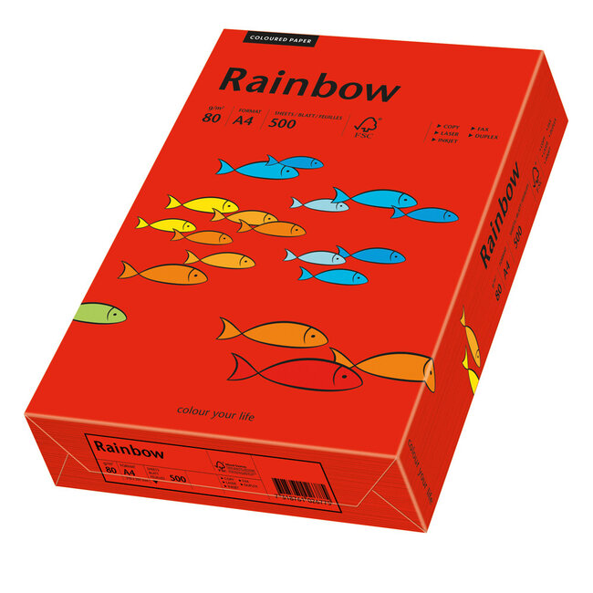 Euro-Label BV 1 pak Rainbow gekleurd papier, 500 vel, kleur dieprood