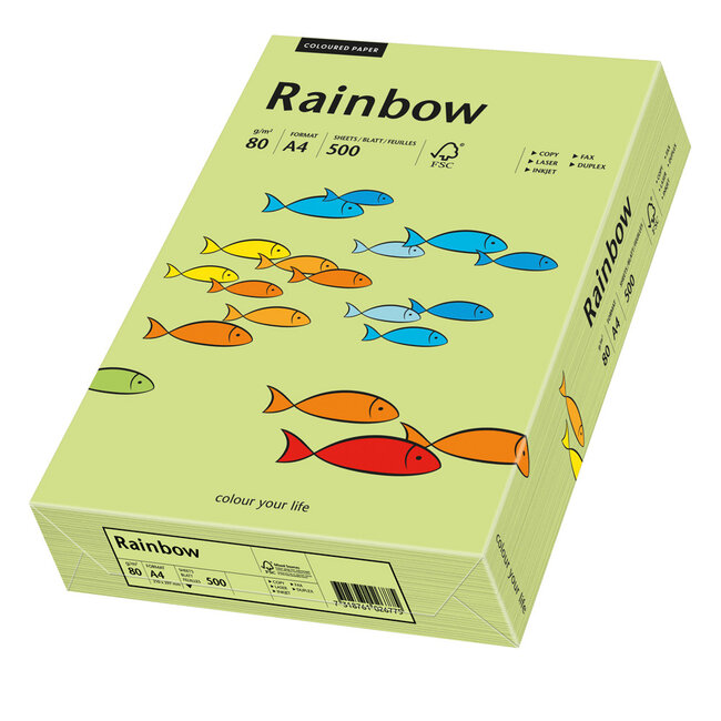 Euro-Label BV 1 pak Rainbow gekleurd papier, 500 vel, kleur heldergroen