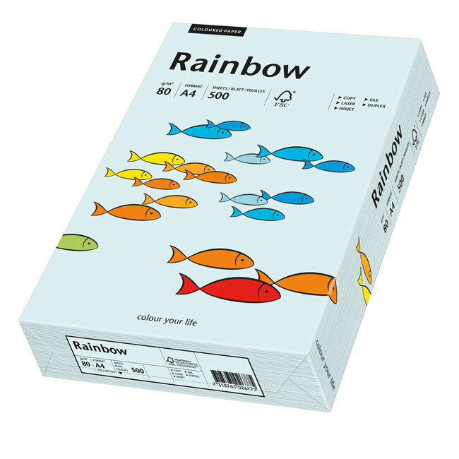 Euro-Label BV 1 pak Rainbow gekleurd papier, 500 vel, kleur lichtblauw