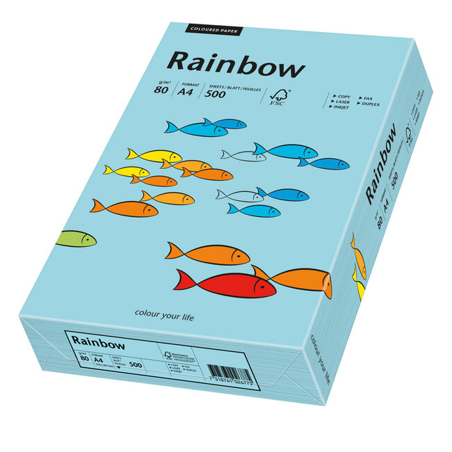 Euro-Label BV 1 pak Rainbow gekleurd papier, 500 vel, kleur middelblauw