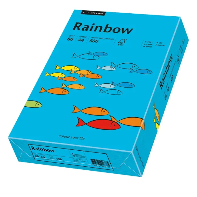 Euro-Label BV 1 pak Rainbow gekleurd papier, 500 vel, kleur blauw