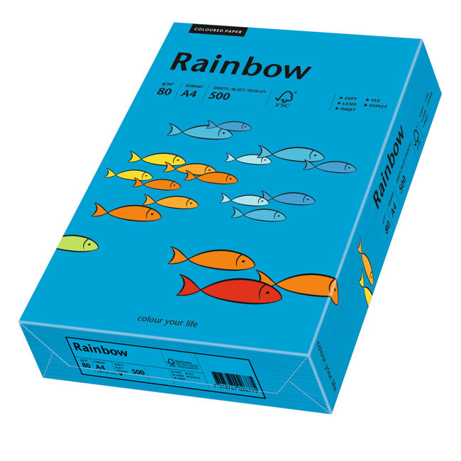 Euro-Label BV 1 pak Rainbow gekleurd papier, 500 vel, kleur diepblauw