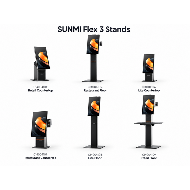 Sunmi SUNMI Flex 3 Stands – Lite, Restaurant & Retail Countertop en Floor Stands