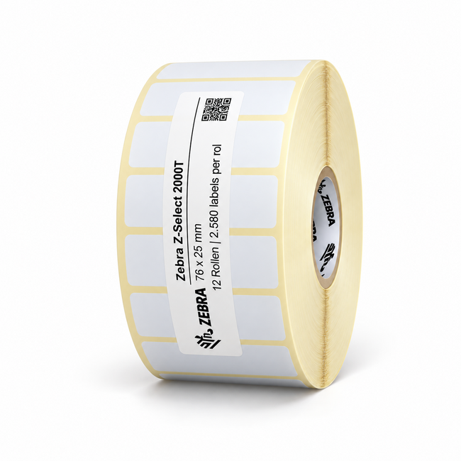 Zebra Z-Select 2000T | 76x25 mm | 12 Rollen (2.580 labels per rol)