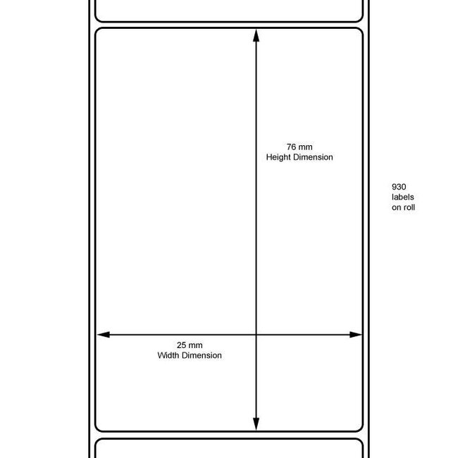 12 x Zebra Z-Select 2000D - 25x76mm - 930/Rol