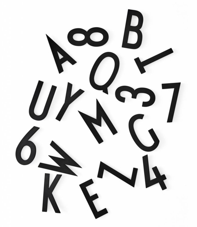Design Letters Set met grote letters en cijfers - zwart