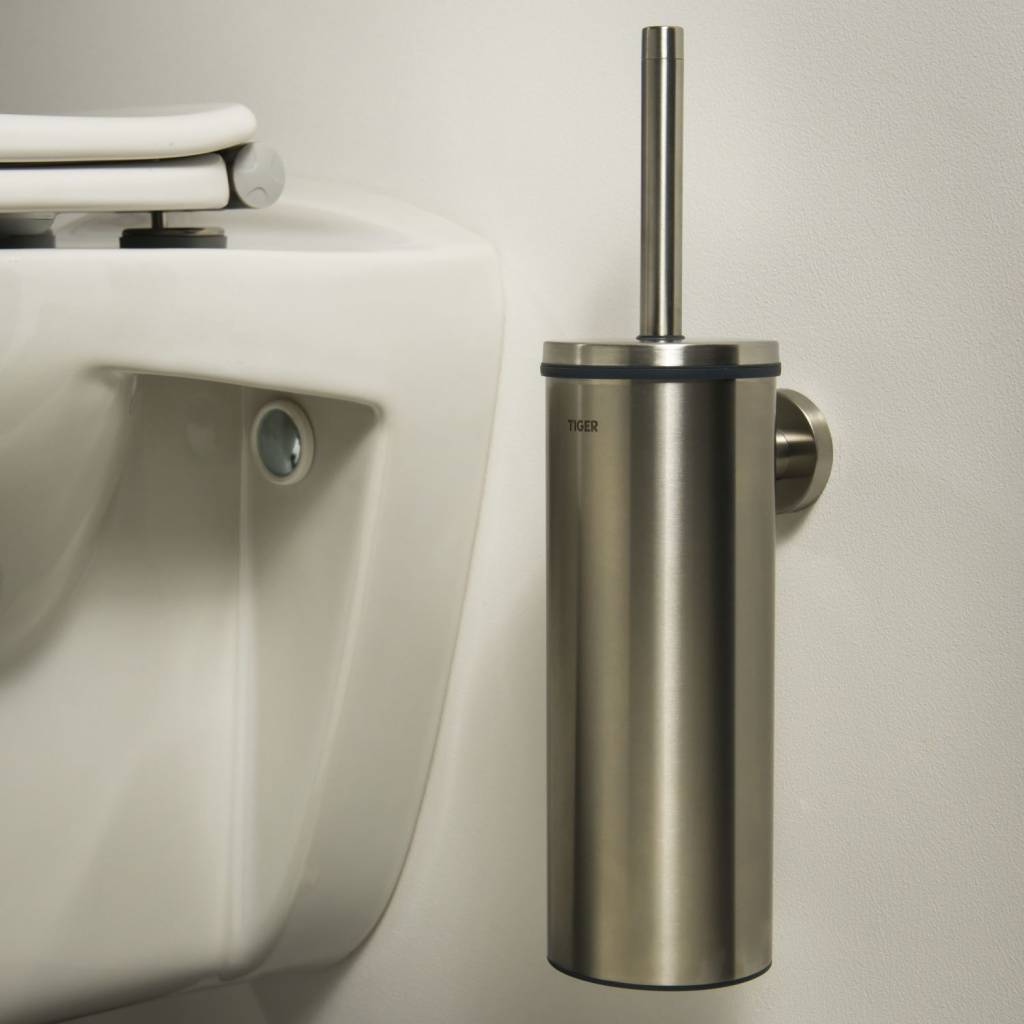 lens getuigenis spreken Tiger Toiletborstelhouder Boston Muur Rvs Geborsteld 35.6 Cm | Toilet  Accessoires - Megadump Tiel