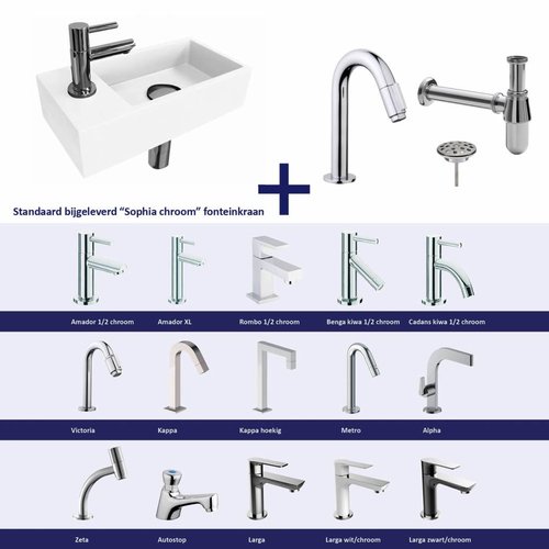 Fonteinset Versus Links Glans Wit Chroom (Keuze Uit 20 Kranen) 