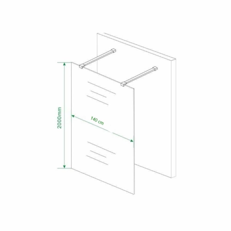 NIET MEER LEVERBAAR Douchewand Vrijstaand 140X200Cm 8Mm Nano Coating