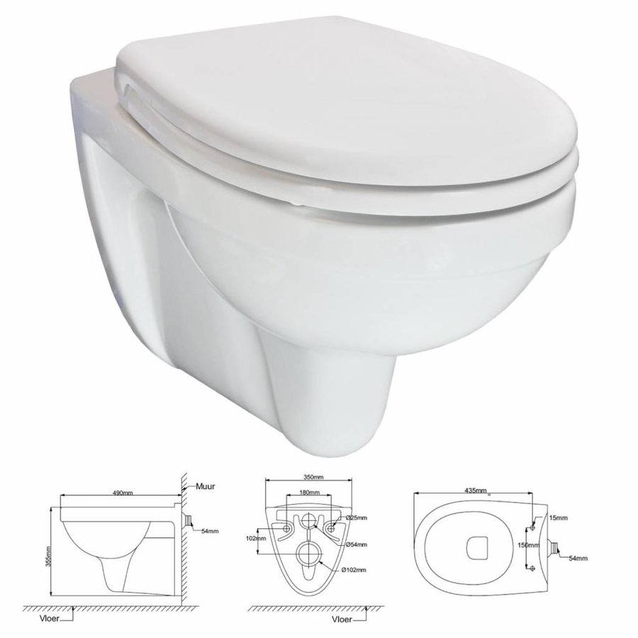 Up100 Toiletset 26 Aqua Splash Trevi Compact Met Bril En Drukplaat