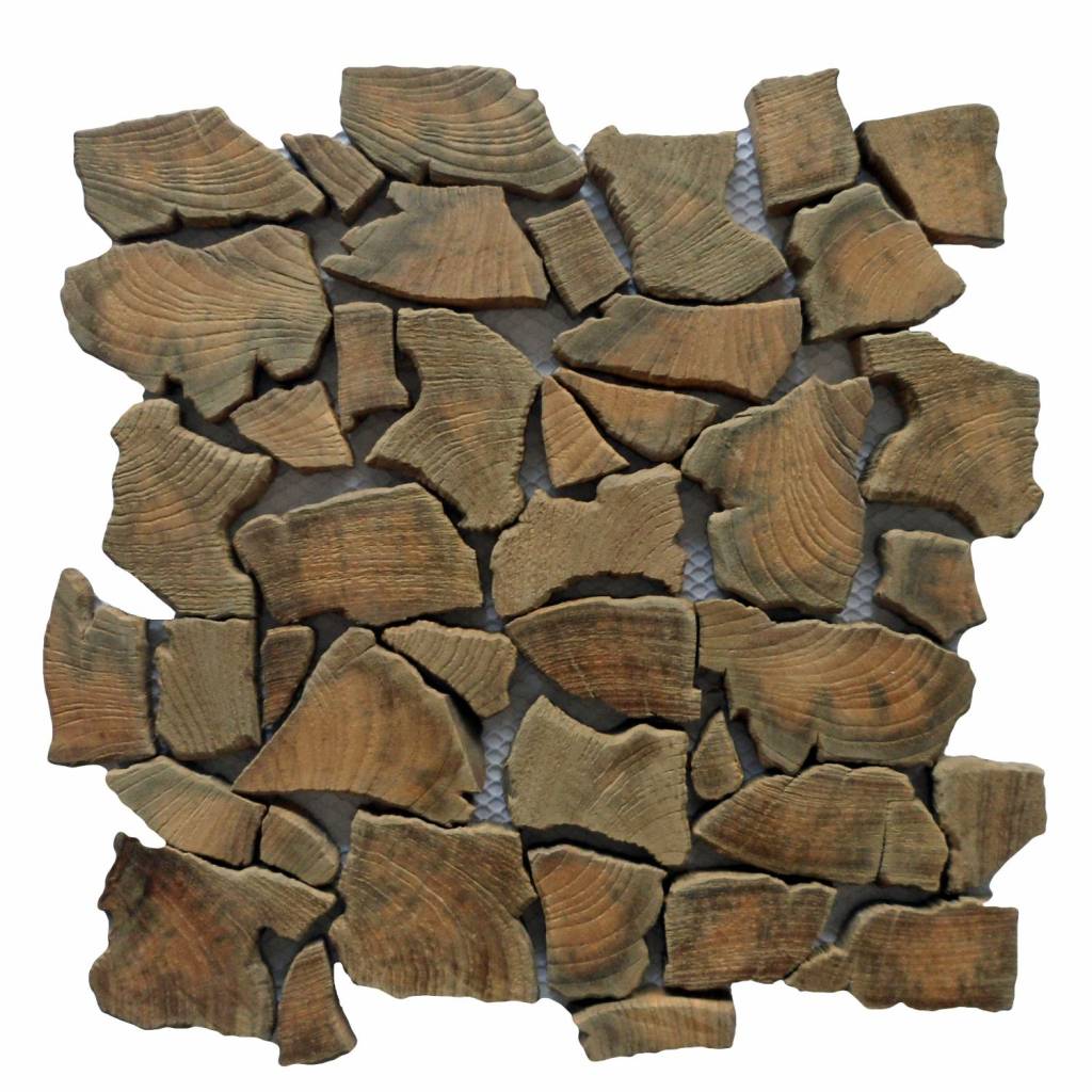 Mozaïek Hout Natural Root Old Teak 30X30 cm Stabigo