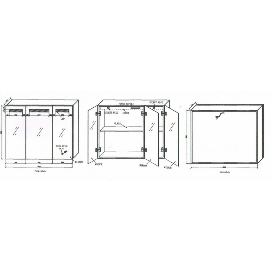 Aluma Spiegelkast 100X80Cm Led Verlichting