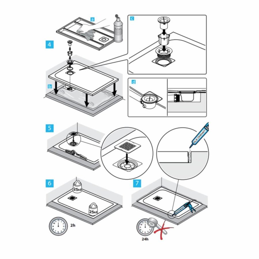 Douchebak Ideal Standard Ultra Flat Solid Vierkant (in 3 afmetingen) Wit