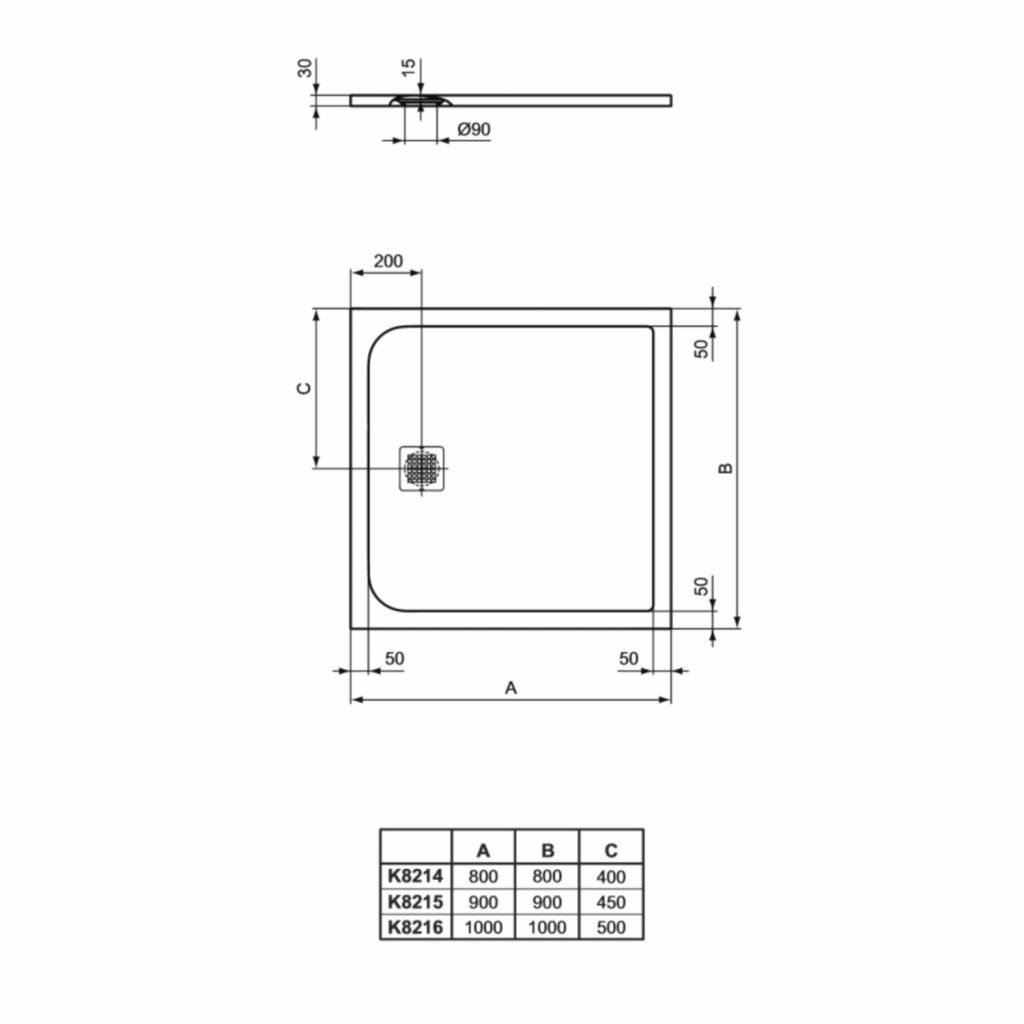 Ideal Standard Ultra Flat Douchebak.Ideal Standard Douchebak Ultra Flat Solid Vierkant In 3 Afmetingen En 5 Kleuren Douchebakken Megadump Tiel