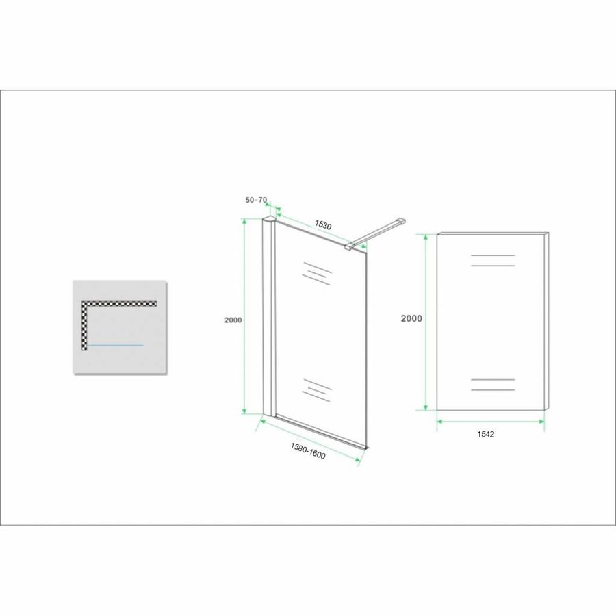 Douchewand 160X200Cm 8Mm Nano Coating