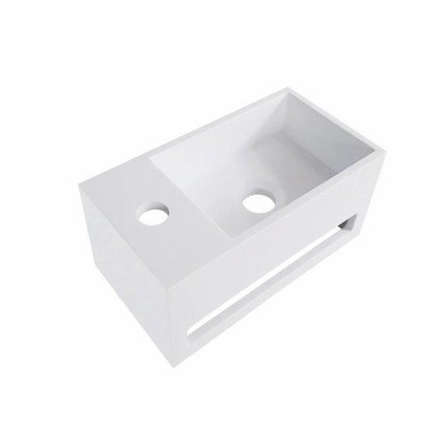 Fontein Met Handdoekhouder Solid Surface 35.6X20.3X15.9 Cm (Kraangat Links Of Rechts) 